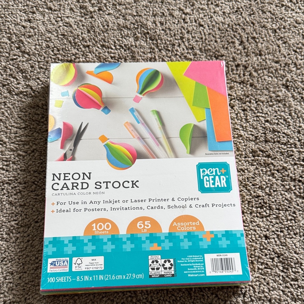 Neon Card Stock Assorted Colors